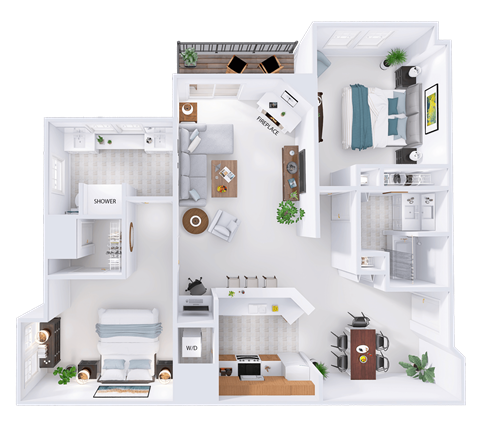 a floor plan of a house with bedrooms and a living room